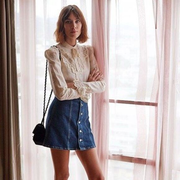 Bullhead Denim Co. Button Front Mini Jean Skirt - Picture 1 of 7